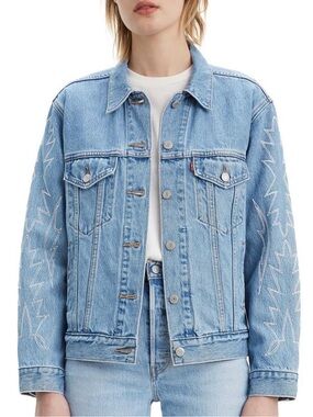 Oversized LEVIS jeans Jacket with flames on sleeves - XS